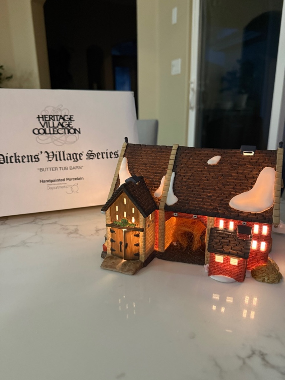 Department 56 Dickens' Village Series Butter Tub Barn - Brown, White, Red